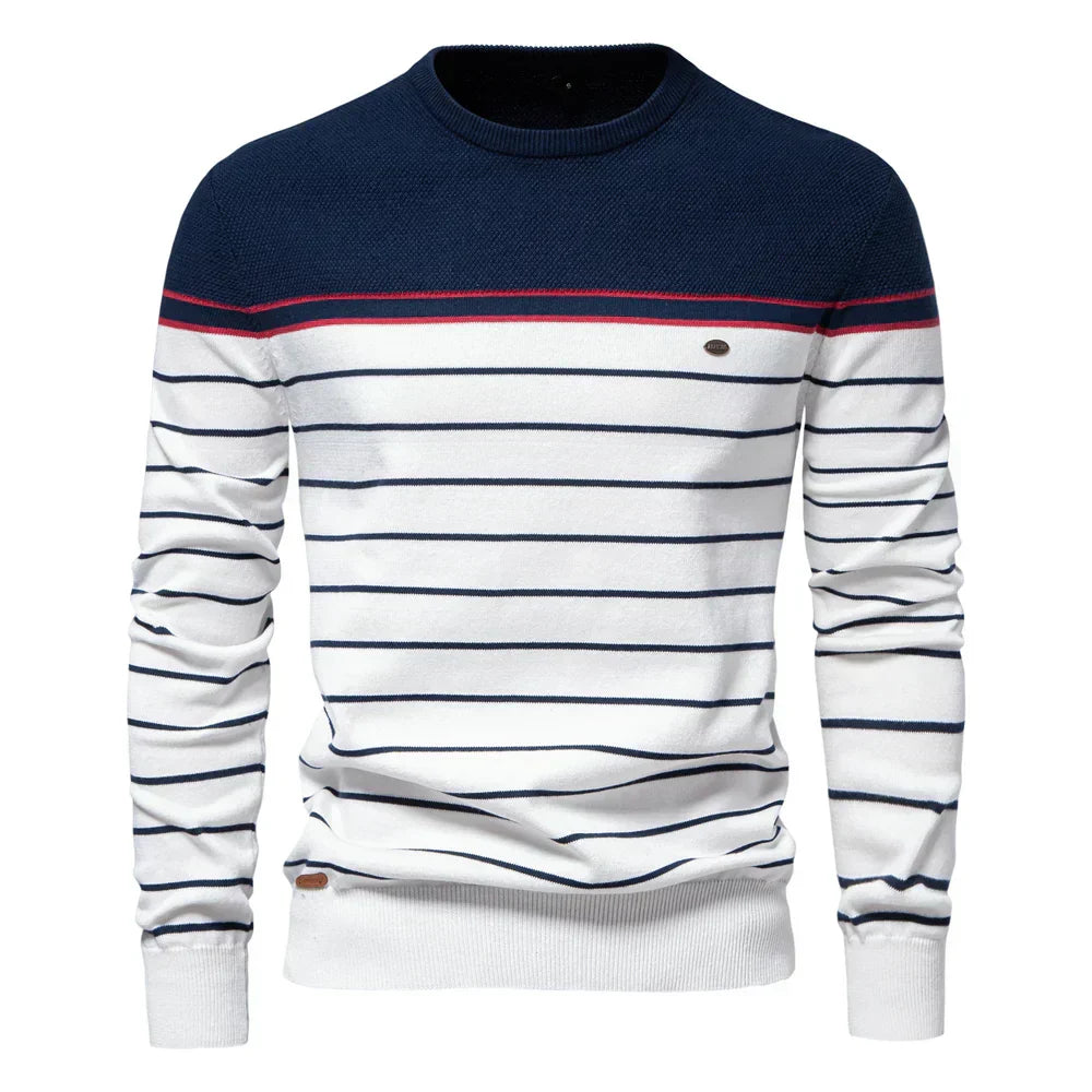 Adrien™ | Pull Rayé Marin